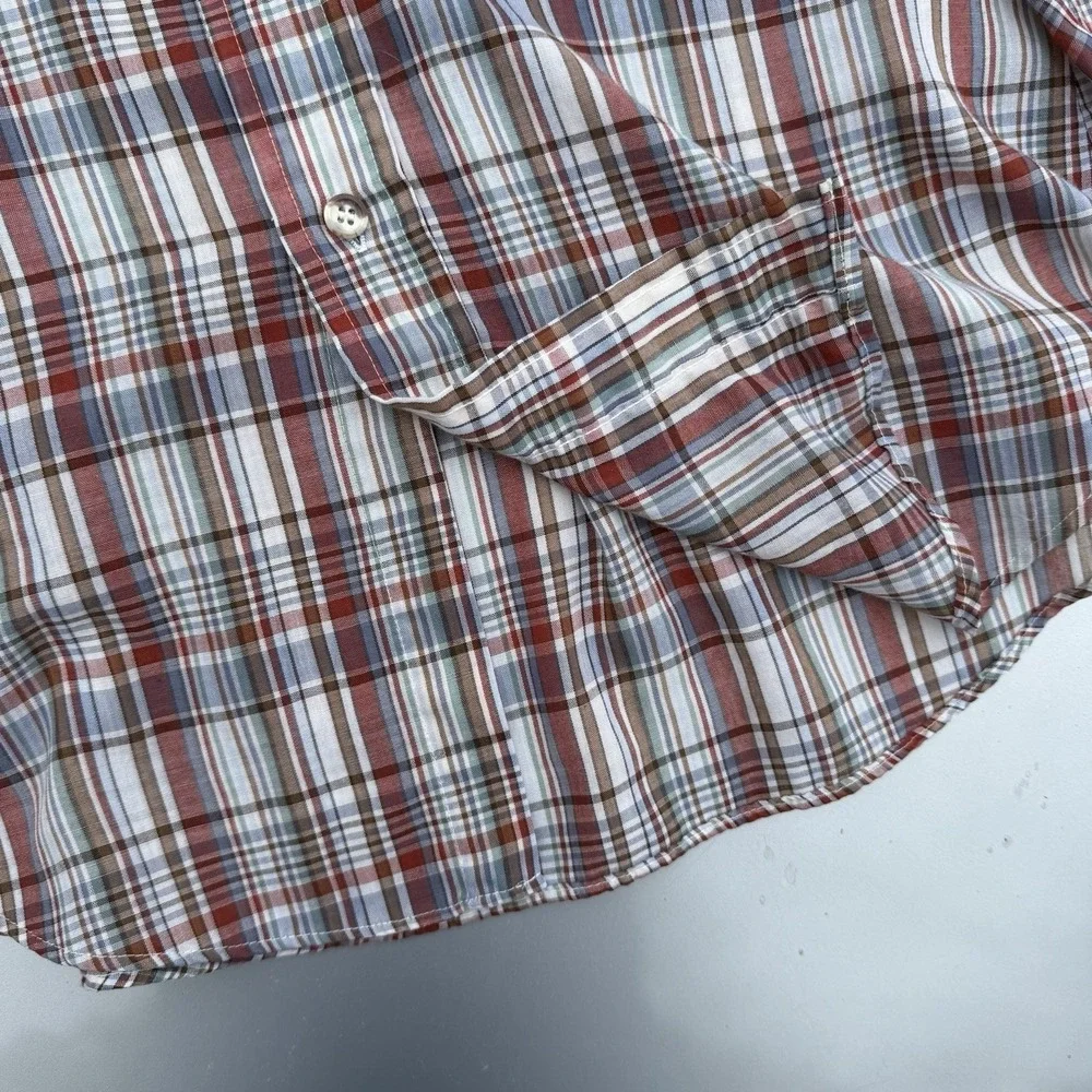 1970s Levi's Vtg Button Up Long Sleeve White Tab Shirt Plaid Men's M